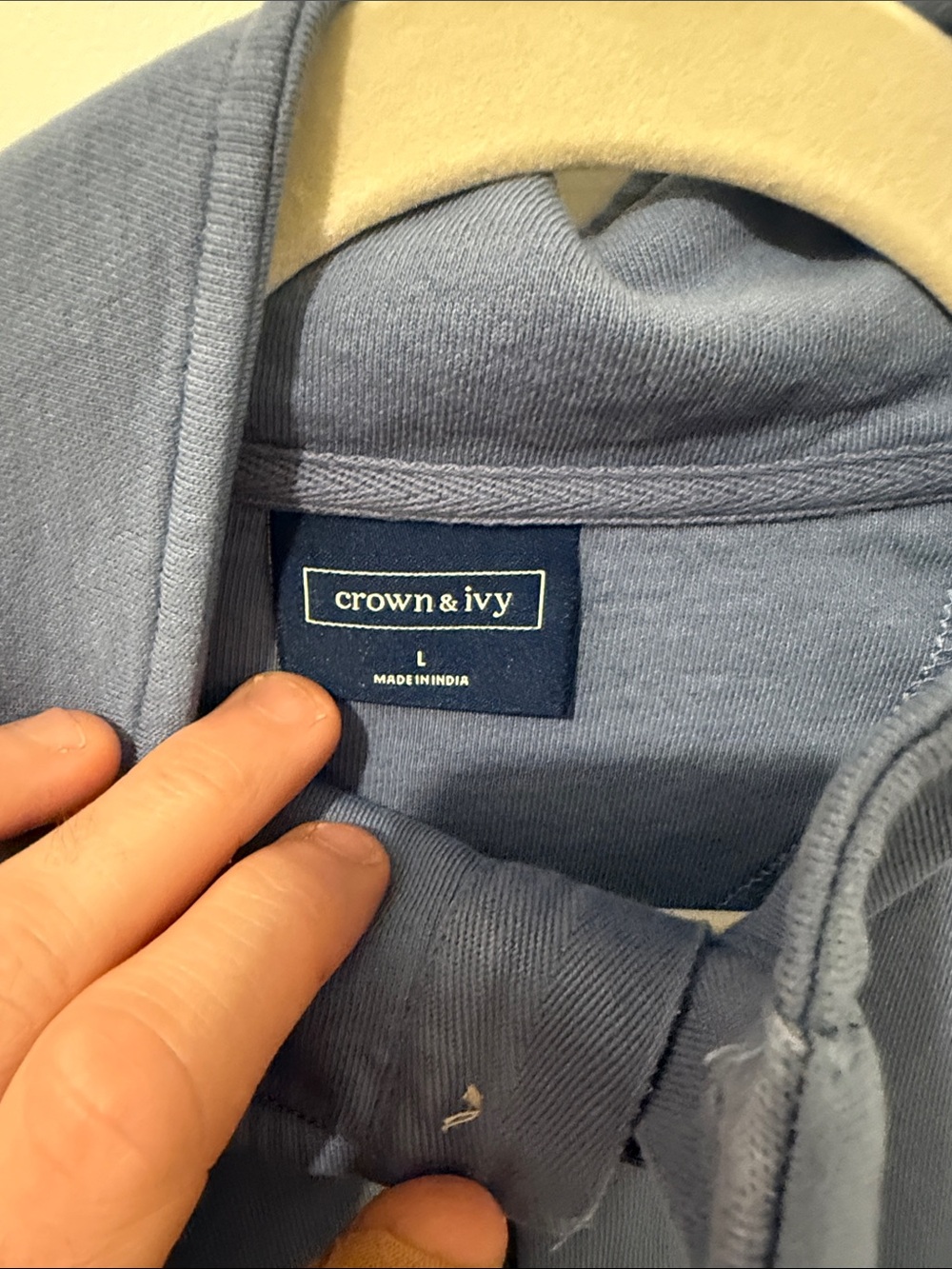 Blue quarter-button up - Picture 2 of 4